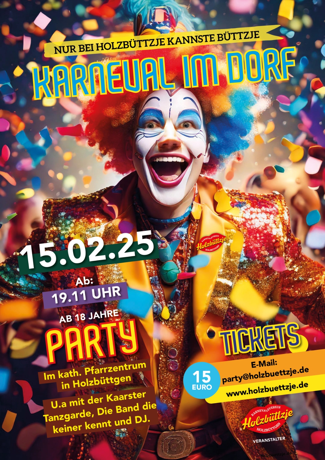 Flyer zur Holzbüttzje Karnevalsparty
